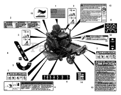 Ariens 915055 (1944) - Ariens Zoom 44" Zero-Turn Mower, 19hp Kohler (SN: 010000 & Above) Decals-Safety
