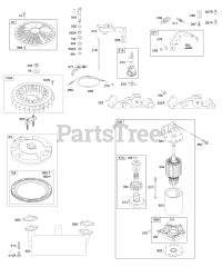 Briggs & Stratton 446777-0100-E1 - Briggs & Stratton Vertical Engine Controls, Electric Starter, Exhaust System, Flywheel, Governor Spring