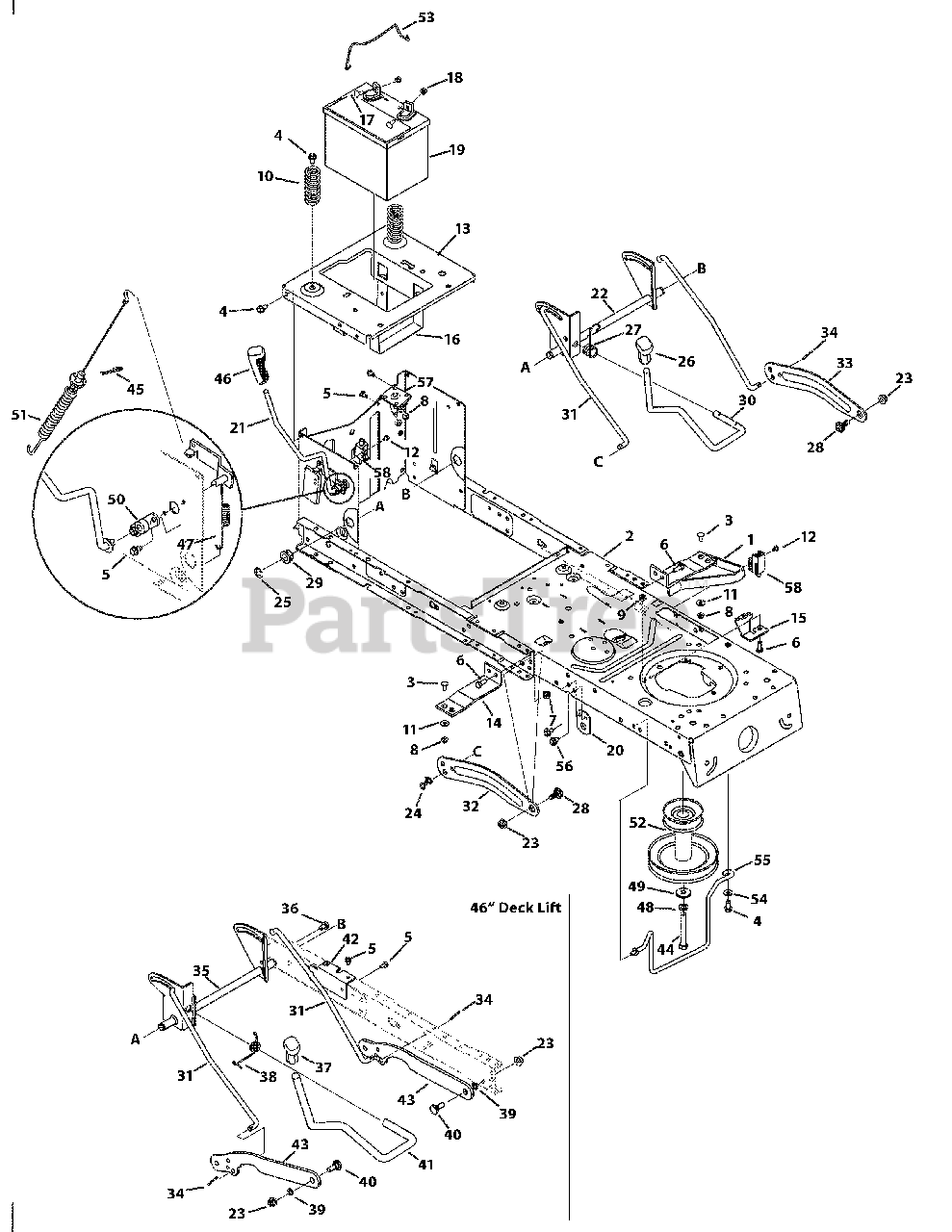 Huskee 13BX775H031 Huskee Lawn Tractor (2009) (Tractor Supply) Frame and PTO Lift Parts Lookup