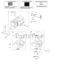 Briggs & Stratton 21B807-0239-E1 - Briggs & Stratton Vertical Engine Cylinder, Engine Sump, Lubrication, Operator's Manual, Warning Label