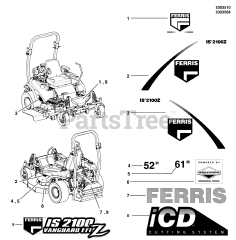 Ferris IS 2100Z (5901333) - Ferris IS2100Z Series 61" Zero-Turn Mower, 28hp Briggs & Stratton Decal Group - Brand &amp; Model S/N: 2017243270 &amp; Below