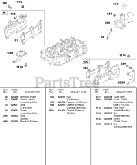 Briggs & Stratton 437447-0205-E2 - Briggs & Stratton Horizontal Engine Intake Manifold, Exhaust Manifold, A/C Adapter