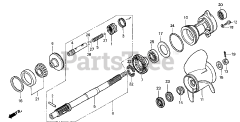 Honda BF130 A2 XA (BZBE) - Honda Marine Engine, Made in Japan (SN: BZBE-1300001 - BZBE-1400000) PROPELLER SHAFT (1) + PROPELLER