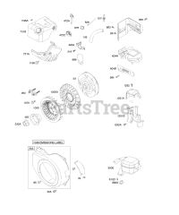 Briggs & Stratton 12C112-0100-E1 - Briggs & Stratton Horizontal Engine Blower Housing/Shrouds, Exhaust System, Flywheel