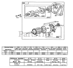Briggs & Stratton 400437-0120-01 - Briggs & Stratton Horizontal Engine Electric Starter and Chart