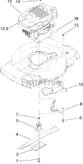 Toro 20013 - Toro 22" Recycler Walk-Behind Mower (SN: 230000001 - 230999999) (2003) Engine and Blade Assembly