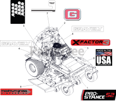 Gravely 994162 - Gravely Pro-Stance 52" Stand-On Mower, Kawasaki FX (SN: 002000 - 204999) Decals - Style - 52"