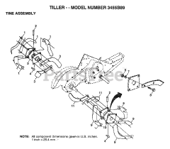 Electrolux/AYP 3455 B89 - Electrolux/AYP Tiller (1998) TINE ASSEMBLY