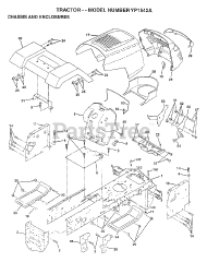 Electrolux/AYP YP 1542 A - Electrolux/AYP Lawn Tractor (1997) CHASSIS AND ENCLOSURES