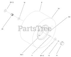 Toro 71227 (16-38 HXL) - Toro Lawn Tractor (SN: 210000001 - 210999999) (2001) Rear Wheel Tire Assembly