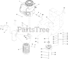Toro 39078 - Toro 48" Walk-Behind Mower, Floating Deck, T-Bar, Gear Drive (SN: 314000001 - 314999999) (2014) ENGINE AND CLUTCH ASSEMBLY