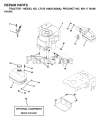 Husqvarna LT 125 (954170088-A) - Husqvarna Lawn Tractor (2003-01) ENGINE