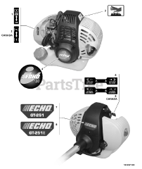 Echo GT-251 E - Echo String Trimmer (SN: 08001001 - 08999999) Labels