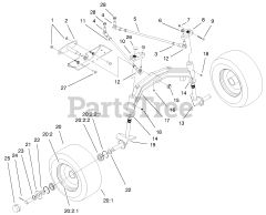 Toro 73471 (518 xi) - Toro Garden Tractor (SN: 000000001 - 000999999) (2000) Tie Rods, Spindle, Front Axle Assembly