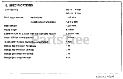 Echo MS-9 - Echo Manual Sprayer Specifications