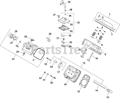 Kohler CH22-76601 - Kohler Command PRO Twin Engine, Basic Version, 22hp, 16.4kW Cylinder Head/ Breather Group 4-24-536