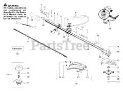 Poulan BC 2400 P - Poulan String Trimmer Driveshaft &amp; Cutting Head