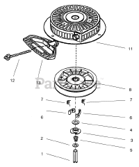 Toro 38053 (824) - Toro 24" Power Throw Snow Thrower (SN: 200000001 - 200999999) (2000) Recoil Starter No. 590749 Tecumseh HMSK80-155645V (Model No. 38053 Only)