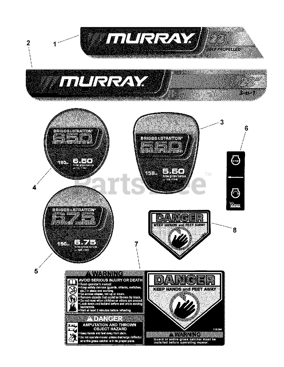 Murray M22550 (7800453) - Murray 22" Walk-Behind Mower (2010) Decals ...