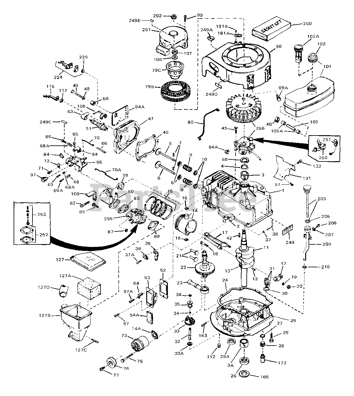 Craftsman 143.244012 - Craftsman Engine, Made by Tecumseh Engine Parts List #1