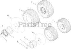 Toro 14AK81RK544 (GT 2300) - Toro Garden Tractor (SN: 1A186H30000 & Above) (2006) Front and Rear Wheel Assembly