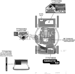 Brute 12A-B2A3778 - Brute Walk-Behind Mower (2016) Label Map