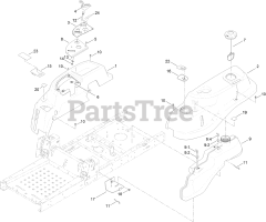 Toro 74793 (SW 5425) - Toro 54" TimeCutter Zero-Turn Mower (SN: 316000001 - 316999999) (2016) Body Styling and Fuel Tank Assembly