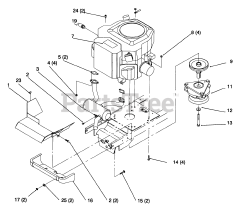 Toro 72042 (264-6) - Toro Yard Tractor (SN: 069000001 - 069999999) (1996) Twin Cylinder Engine, Muffler, And P.t.o.