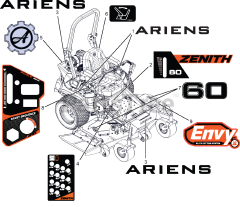 Ariens 991158 - Ariens Zenith 60" Zero-Turn Mower, 23.5hp Kawasaki FX (SN: 120000 - 129999) Decals – Style – 60" – ZENITH