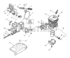 Husqvarna 36 - Husqvarna Chainsaw (1997-07) Chain Brake Assembly, Top Cover, Piston/Cylinder