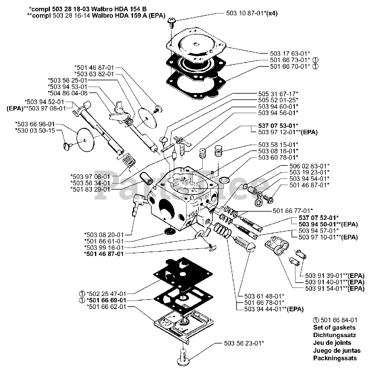 Husqvarna 350 EPA Husqvarna Chainsaw (199909) Carburetor Parts Parts Lookup with Diagrams