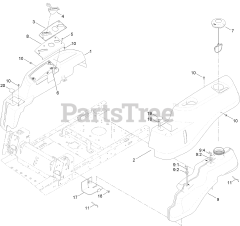 Toro 74740 (SS 5425) - Toro 54" TimeCutter Zero-Turn Mower (SN: 315000001 - 315999999) (2015) Body Styling and Fuel Pod Assembly