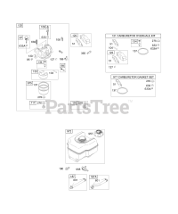 Briggs & Stratton 12E494-0110-E1 - Briggs & Stratton Horizontal Engine Carburetor Group, Fuel Tank Group, Kits/Gaskets - Carburetor