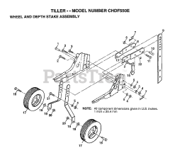 Poulan CHD F550 E - Poulan Front-Tine Tiller (1999) WHEEL AND DEPTH STAKE ASSEMBLY