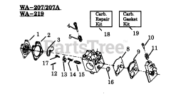 Weed Eater GTI 15 - Weed Eater String Trimmer CARBURETORS WA-207, 207A &amp; WA-219