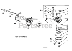 MTD 270-VU - MTD Engine 270-VU Carburetor