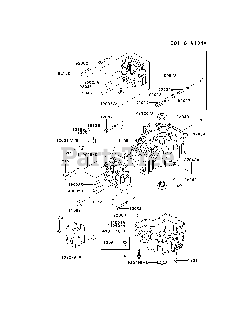 勝虫図　K-011-1BR3 Kawasaki FC540V-CS03 - Kawasaki Engine CYLINDER/CRANKCASE Parts