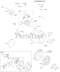 Briggs & Stratton 21C337-0110-E1 - Briggs & Stratton Horizontal Engine Blower Housing/Shrouds, Flywheel, Rewind Starter