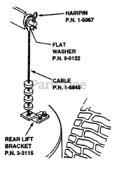 Snapper GT 180H485K (80384) - Snapper 48" Garden Tractor, 18hp Deck Hanger Detail - Cable Hung (Rear Lift Arm)