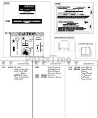 Briggs & Stratton 589447-0308-E2 - Briggs & Stratton Horizontal Engine Label Kit, Emissions Label, Repair Manual