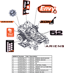 Ariens 918301 - Ariens Ikon 52" Zero-Turn Mower, 23hp Kawasaki FR (SN: 000101 & Above)