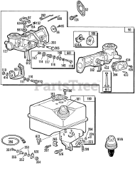 Briggs & Stratton 131232-0417-XX - Briggs & Stratton Horizontal Engine Carburetor &amp; Fuel Tank Assy