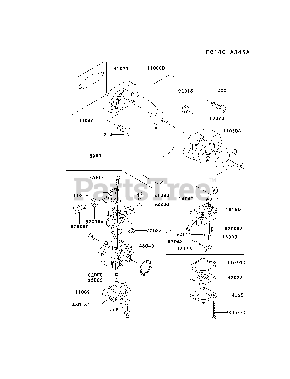 籠図　K-004-2BR2 Kawasaki KRB 400 B (HG400A-AS02) - Kawasaki Blower CARBURETOR