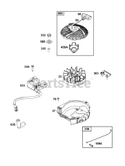 Briggs & Stratton 93J02-0175-F1 - Briggs & Stratton Vertical Engine Flywheel, Ignition, and Starter Group