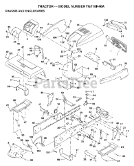 Electrolux/AYP Y GT 18H46 A - Electrolux/AYP Garden Tractor (1997) CHASSIS AND ENCLOSURES