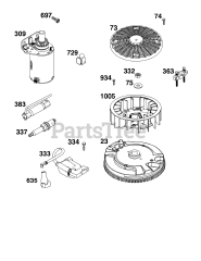 Briggs & Stratton 44U877-0010-B1 - Briggs & Stratton Vertical Engine Flywheel, Ignition, and Starter Group