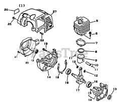 Echo SRM-1500 A - Echo String Trimmer Engine, Crankcase, Fan Housing, Cover