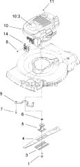Toro 20007 - Toro 22" Recycler Walk-Behind Mower (SN: 240000001 - 240999999) (2004) Engine and Blade Assembly