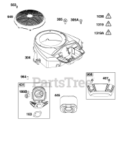 Briggs & Stratton 44U877-0018-B1 - Briggs & Stratton Vertical Engine Blower Housing and Air Cleaner Group