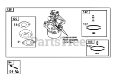 Briggs & Stratton 245437-0802-E1 - Briggs & Stratton Horizontal Engine Carburetor Group